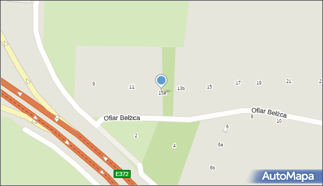 Tomaszów Lubelski, Ofiar Bełżca, 13a, mapa Tomaszów Lubelski