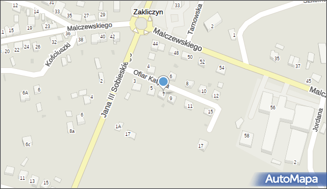 Zakliczyn, Ofiar Katynia, 7, mapa Zakliczyn