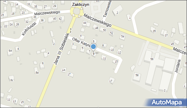 Zakliczyn, Ofiar Katynia, 9, mapa Zakliczyn