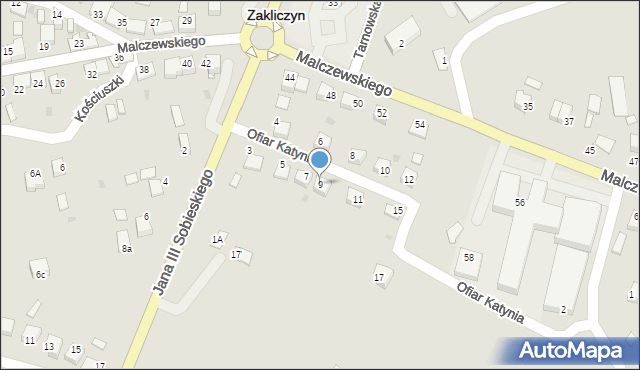 Zakliczyn, Ofiar Katynia, 9, mapa Zakliczyn