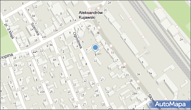 Aleksandrów Kujawski, Ogrodowa, 9, mapa Aleksandrów Kujawski