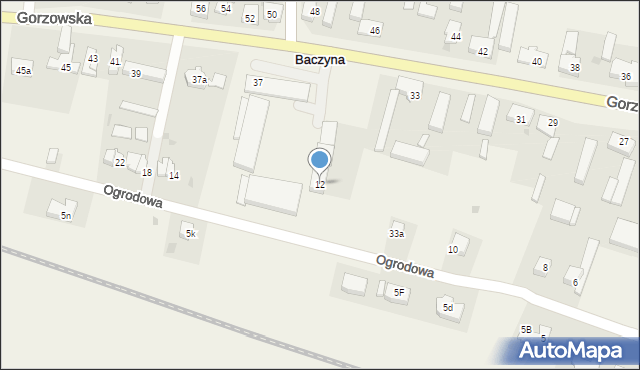 Baczyna, Ogrodowa, 12, mapa Baczyna