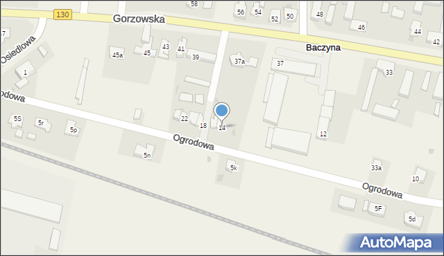 Baczyna, Ogrodowa, 14, mapa Baczyna