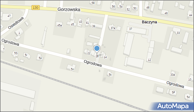 Baczyna, Ogrodowa, 18, mapa Baczyna