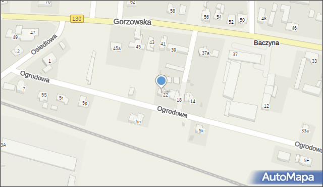 Baczyna, Ogrodowa, 24, mapa Baczyna