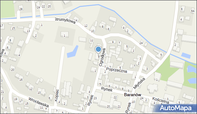 Baranów, Ogrodowa, 3, mapa Baranów