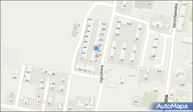 Bielany Wrocławskie, Ogrodowa, 39a, mapa Bielany Wrocławskie