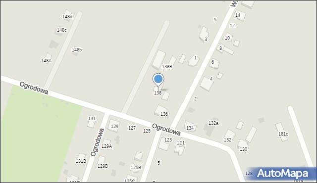 Bielsk Podlaski, Ogrodowa, 138A, mapa Bielsk Podlaski