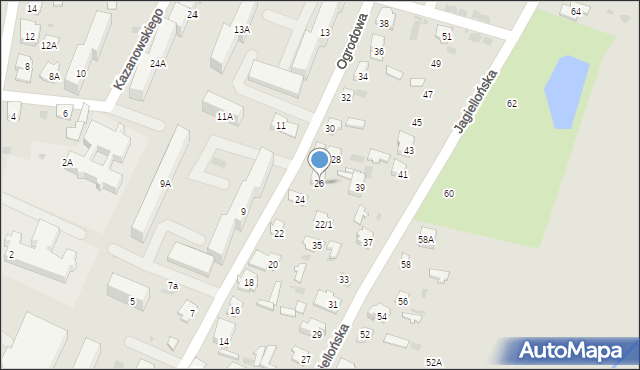 Bielsk Podlaski, Ogrodowa, 26, mapa Bielsk Podlaski