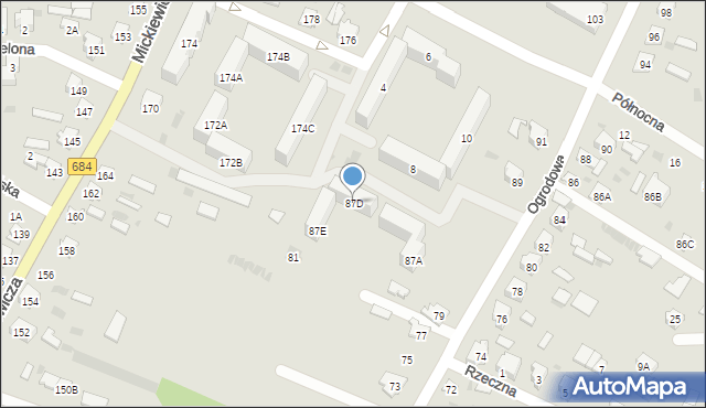 Bielsk Podlaski, Ogrodowa, 87D, mapa Bielsk Podlaski