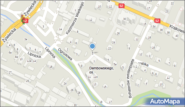 Bielsko-Biała, Ogrodowa, 2, mapa Bielsko-Białej