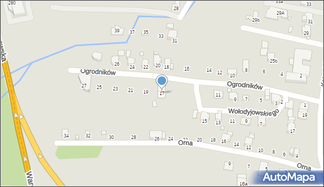 Bielsko-Biała, Ogrodników, 17, mapa Bielsko-Białej