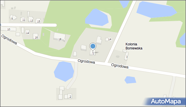 Boniewo, Ogrodowa, 1, mapa Boniewo