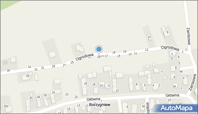 Borzygniew, Ogrodowa, 19, mapa Borzygniew