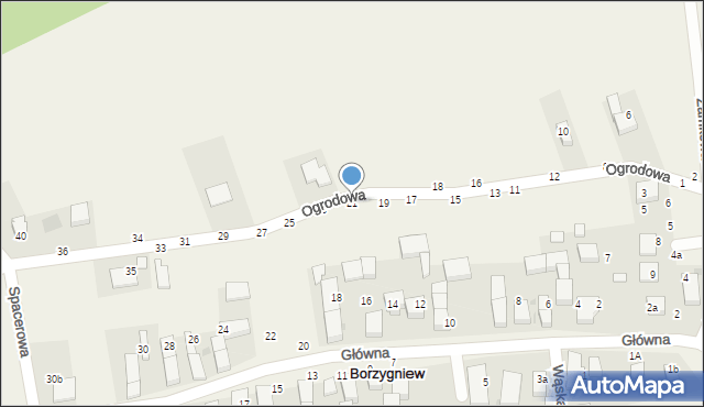 Borzygniew, Ogrodowa, 21, mapa Borzygniew