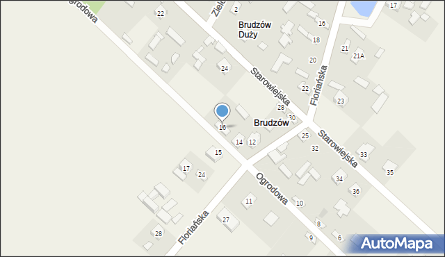 Brudzów, Ogrodowa, 16, mapa Brudzów