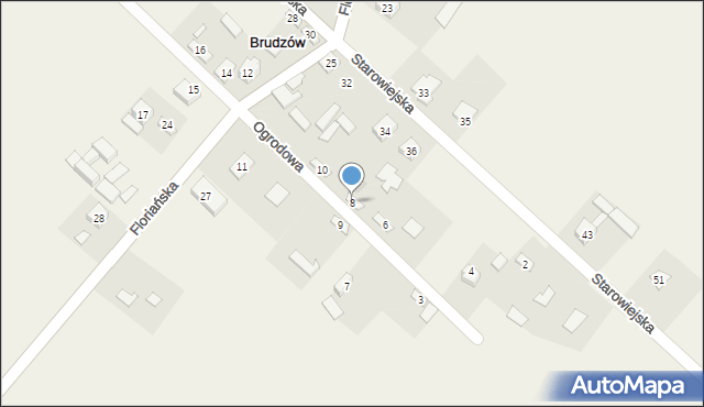 Brudzów, Ogrodowa, 8, mapa Brudzów