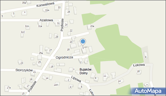 Bujaków, Ogrodnicza, 1, mapa Bujaków