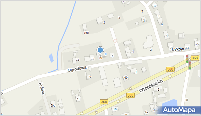 Byków, Ogrodowa, 10, mapa Byków