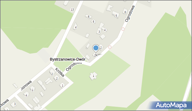 Bystrzanowice-Dwór, Ogrodowa, 2A, mapa Bystrzanowice-Dwór