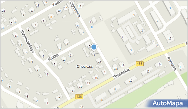 Chocicza, Ogrodowa, 3, mapa Chocicza