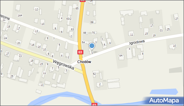 Chodów, Ogrodowa, 1, mapa Chodów