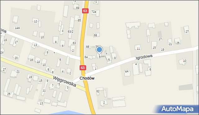 Chodów, Ogrodowa, 3, mapa Chodów