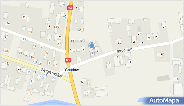 Chodów, Ogrodowa, 5, mapa Chodów