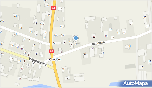 Chodów, Ogrodowa, 9, mapa Chodów