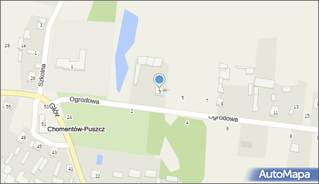 Chomentów-Puszcz, Ogrodowa, 3, mapa Chomentów-Puszcz