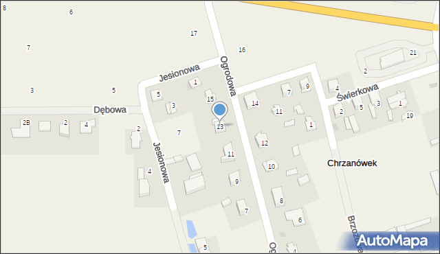 Chrzanówek, Ogrodowa, 13, mapa Chrzanówek
