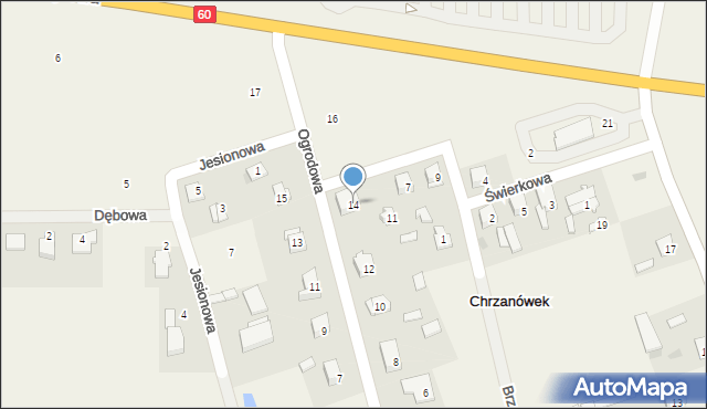 Chrzanówek, Ogrodowa, 14, mapa Chrzanówek