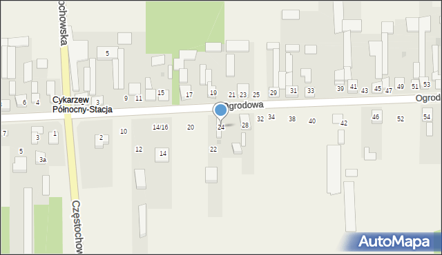 Cykarzew Północny, Ogrodowa, 24, mapa Cykarzew Północny