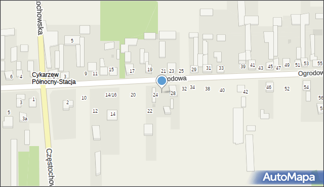 Cykarzew Północny, Ogrodowa, 26, mapa Cykarzew Północny