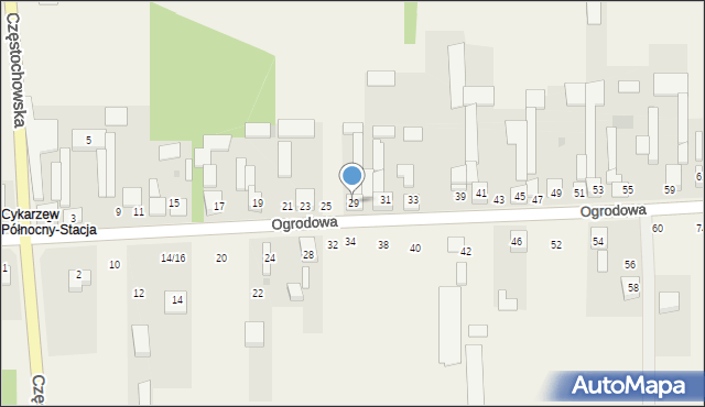 Cykarzew Północny, Ogrodowa, 29, mapa Cykarzew Północny