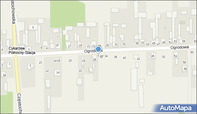 Cykarzew Północny, Ogrodowa, 30, mapa Cykarzew Północny