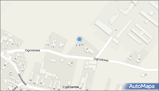 Cyprzanów, Ogrodowa, 9, mapa Cyprzanów