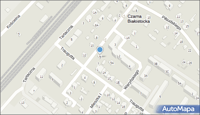 Czarna Białostocka, Ogrodowa, 5, mapa Czarna Białostocka