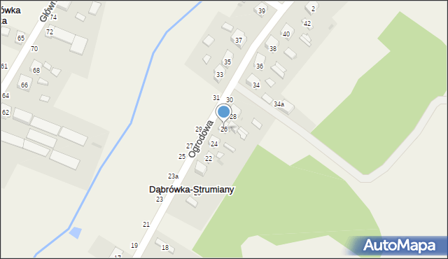 Dąbrówka-Sowice, Ogrodowa, 26, mapa Dąbrówka-Sowice