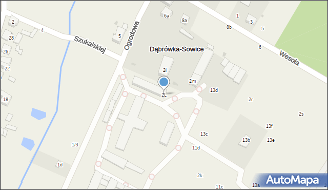 Dąbrówka-Sowice, Ogrodowa, 2L, mapa Dąbrówka-Sowice