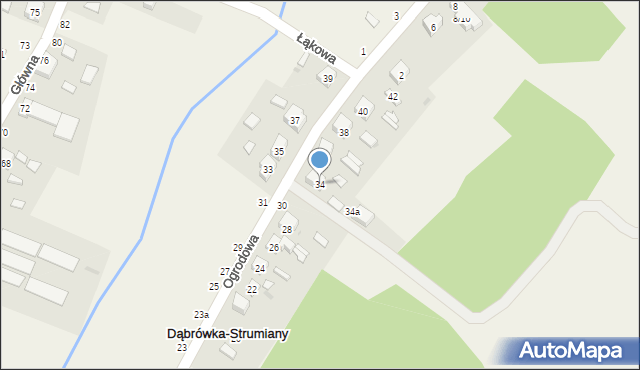 Dąbrówka-Sowice, Ogrodowa, 34, mapa Dąbrówka-Sowice