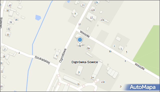 Dąbrówka-Sowice, Ogrodowa, 6a, mapa Dąbrówka-Sowice