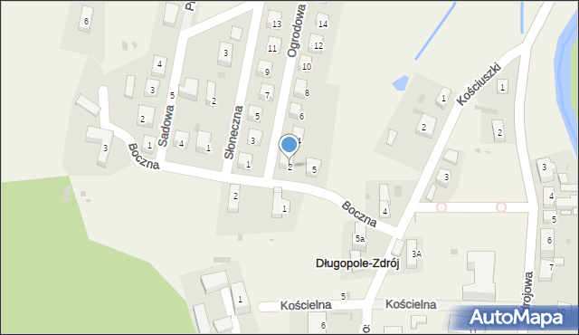 Długopole-Zdrój, Ogrodowa, 2, mapa Długopole-Zdrój