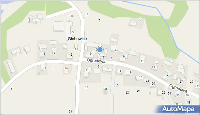 Głębowice, Ogrodowa, 1, mapa Głębowice