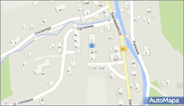 Głuszyca, Ogrodowa, 3b, mapa Głuszyca