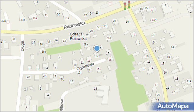 Góra Puławska, Ogrodowa, 14, mapa Góra Puławska