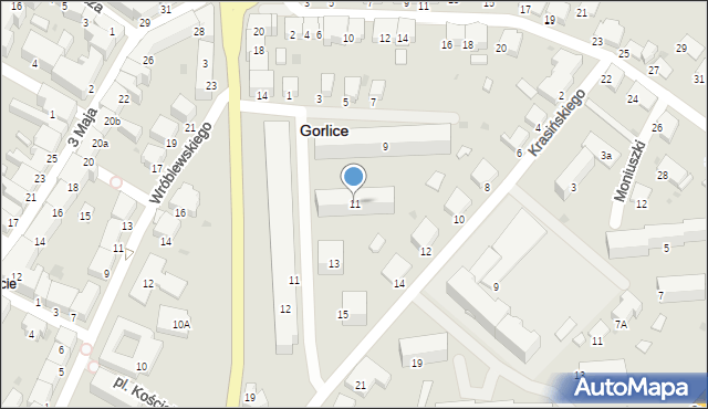 Gorlice, Ogrodowa, 11, mapa Gorlic