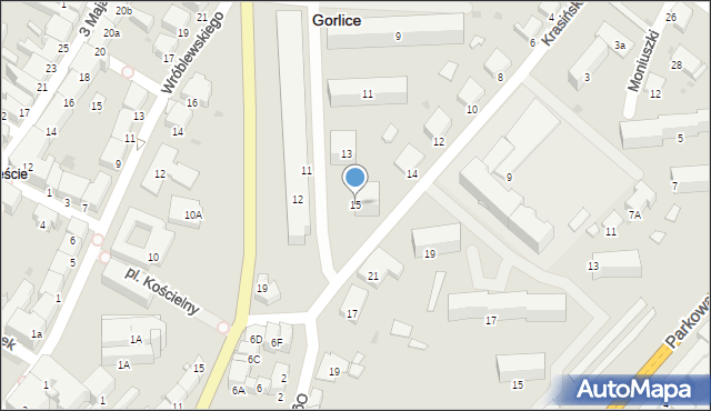 Gorlice, Ogrodowa, 15, mapa Gorlic