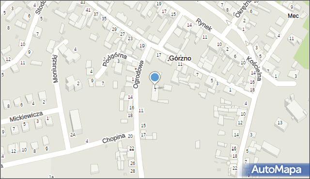 Górzno, Ogrodowa, 7, mapa Górzno