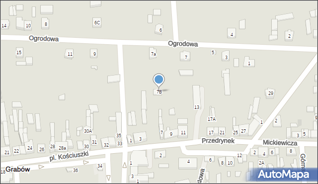 Grabów, Ogrodowa, 7B, mapa Grabów